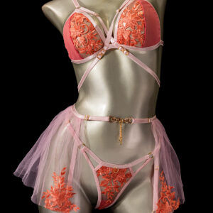 Falda liguero rosa-salmón