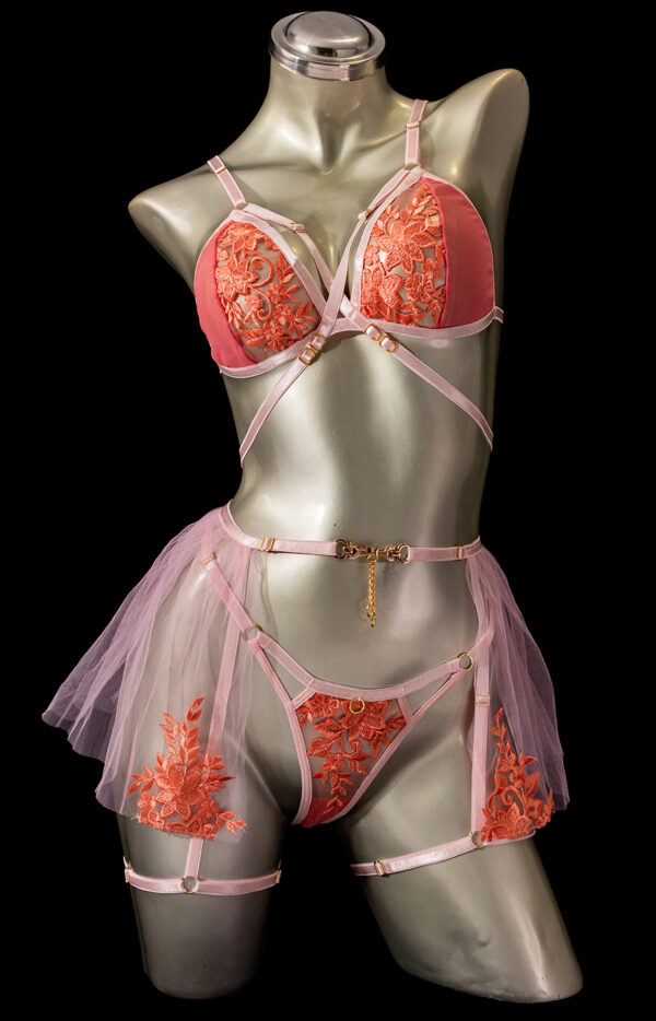 Falda liguero rosa-salmón