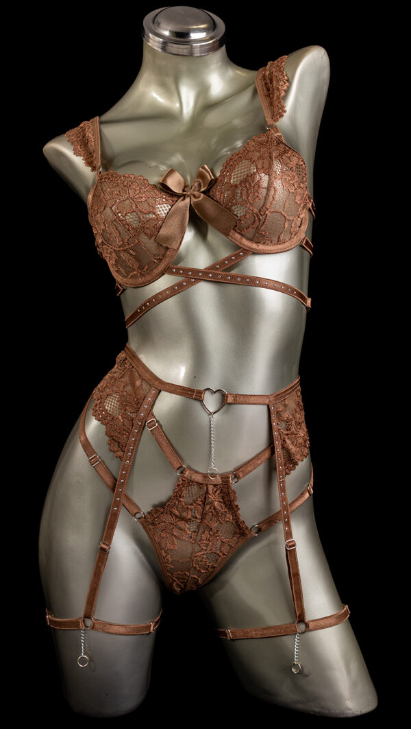 conjunto liguero café
