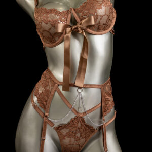 conjunto liguero café cintas