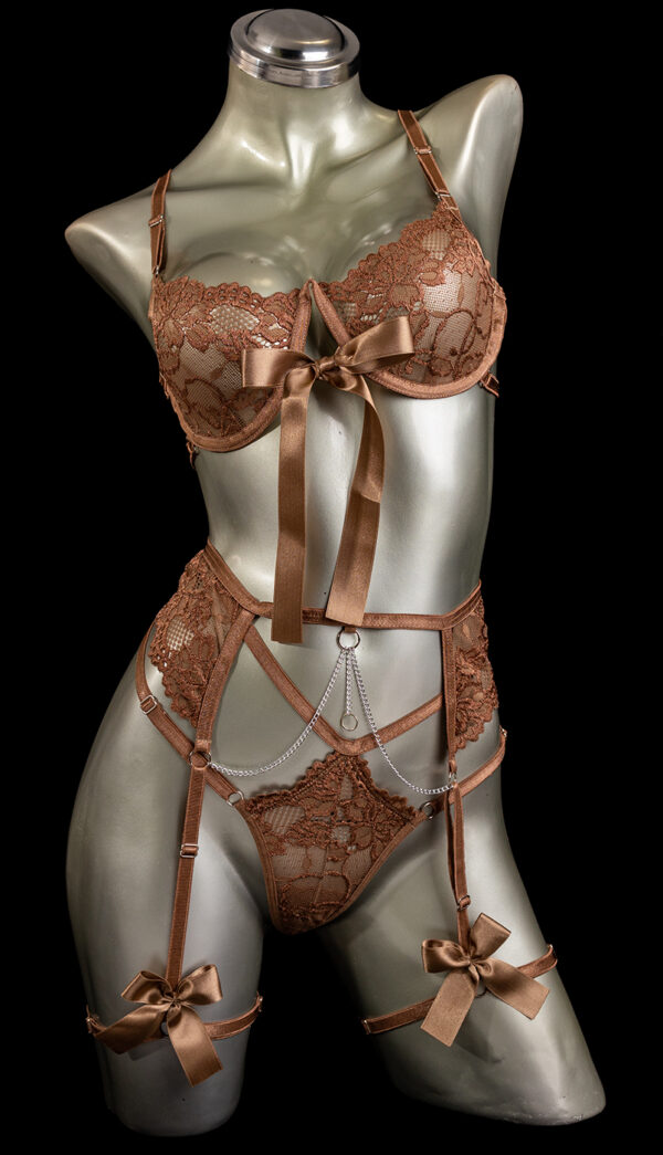 conjunto liguero café cintas