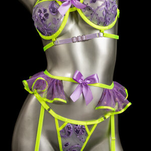 Falda liguero verde-lila