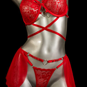conjunto liguero rojo