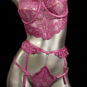 Tanga liguero rosa oscuro