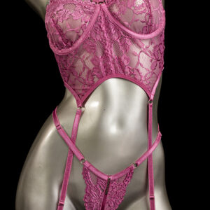 conjunto liguero rosa oscuro