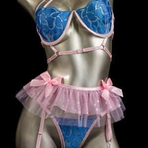 Falda liguero azul-rosa