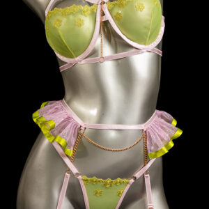 Falda liguero verde cadenas