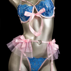 Falda liguero azul corazón