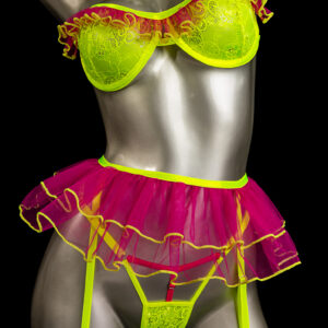 Falda liguero verde-fucsia