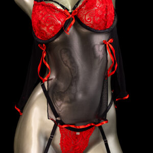 Conjunto liguero negro-rojo